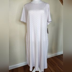 LULAROE Marly Dress NWT Light Pink w/ Black Polka Dots has Pockets Women's Large